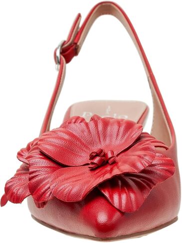 Linea Paolo - Castiel - Womens Floral Leather Kitten Heel Slingback Pumps in Saudi Arabia