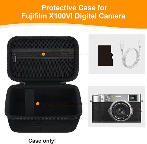 حالة صلبة لكاميرا رقمية Fujifilm X100VI/ X100V/ X100F/ X100S ، حامل كيس تخزين الكاميرا Fujifilm X100VI ، كابل وبطاريات شبكية مضغوطة. in Saudi Arabia