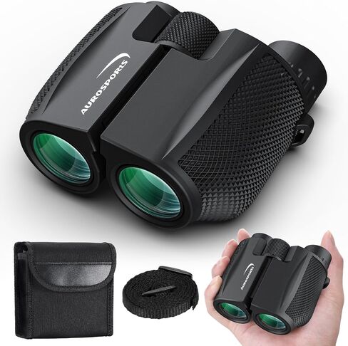 10x25 Compact Binoculars for Adults and Kids - Aurosports HD Binoculars High Powered Easy Focus Binoculars Lightweight with Low Light Vision for Bird Watching Outdoor Hunting Hiking in Kuwait