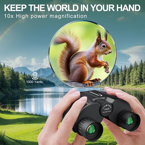 10x25 Compact Binoculars for Adults and Kids - Aurosports HD Binoculars High Powered Easy Focus Binoculars Lightweight with Low Light Vision for Bird Watching Outdoor Hunting Hiking in Kuwait