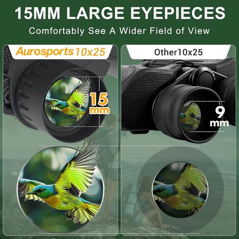 10x25 Compact Binoculars for Adults and Kids - Aurosports HD Binoculars High Powered Easy Focus Binoculars Lightweight with Low Light Vision for Bird Watching Outdoor Hunting Hiking in Kuwait