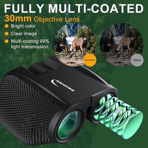 10x25 Compact Binoculars for Adults and Kids - Aurosports HD Binoculars High Powered Easy Focus Binoculars Lightweight with Low Light Vision for Bird Watching Outdoor Hunting Hiking in Kuwait