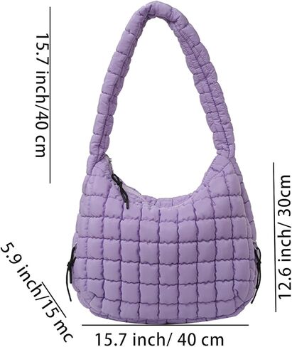 حقائب حمل منتفخة مبطنة للنساء حقيبة كتف مبطنة خفيفة الوزن حقيبة يد بسحاب حقيبة منتفخة خضراء in Kuwait