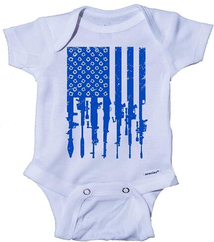 Ink Trendz Distressed American Military & Hunting Themed Freedom Onepiece Bodysuit Baby Onesie in Saudi Arabia