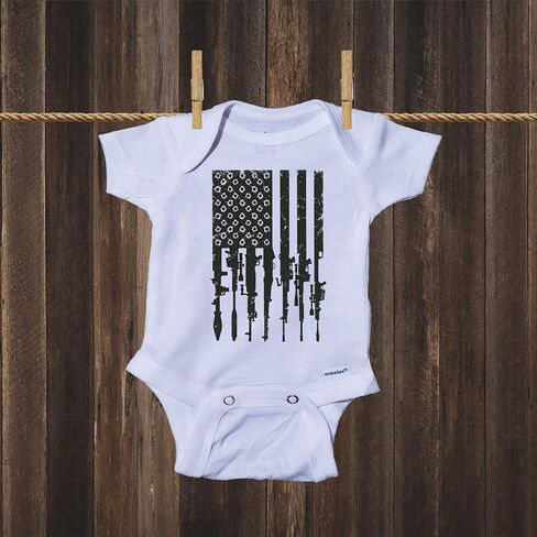 Ink Trendz Distressed American Military & Hunting Themed Freedom Onepiece Bodysuit Baby Onesie in Saudi Arabia
