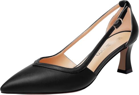 MODENCOCO Womens Pointed Toe Elegant Matte Buckle Fashion Party Stiletto Mid Heel Pumps Dress Shoes 2.5 Inch in Kuwait