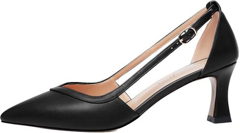MODENCOCO Womens Pointed Toe Elegant Matte Buckle Fashion Party Stiletto Mid Heel Pumps Dress Shoes 2.5 Inch in Kuwait