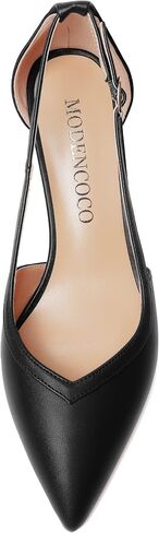 MODENCOCO Womens Pointed Toe Elegant Matte Buckle Fashion Party Stiletto Mid Heel Pumps Dress Shoes 2.5 Inch in Kuwait