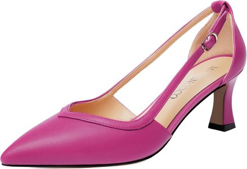 MODENCOCO Womens Pointed Toe Elegant Matte Buckle Fashion Party Stiletto Mid Heel Pumps Dress Shoes 2.5 Inch in Kuwait