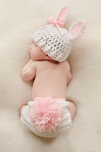Newborn Photography Props Outfit Baby Photoshoot Props Cute Bunny Infant Photo Prop Hat Easter Costume Set in Kuwait