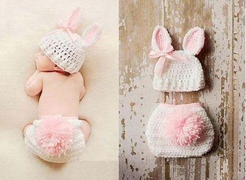 Newborn Photography Props Outfit Baby Photoshoot Props Cute Bunny Infant Photo Prop Hat Easter Costume Set in Kuwait
