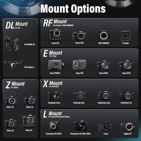 Sirui Saturn 50mm T2.9 1.6x إطار كامل من الألياف الكربونية بصري مشوهة ، عدسة Cine لكاميرات Mount RF ، أقل من 500 جرام (الزرقاء) in Kuwait