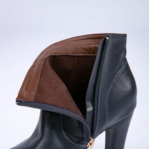 GATUXUS Women's Chunky High Heels Bow Decor Ankle Boots Round Toe Side Zipper Platform Short Booties Dress Shoes in Kuwait