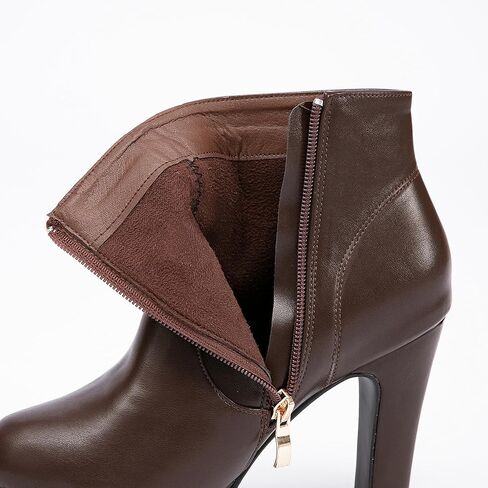 GATUXUS Women's Chunky High Heels Bow Decor Ankle Boots Round Toe Side Zipper Platform Short Booties Dress Shoes in Kuwait