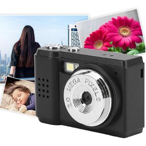 Vintage Digital Camera Portable, CCD Vintage Camera,1080P Compact Video Camera - 198° Wide Angle Lens, 15X Macro Lens, Up to 128G Support for Travel