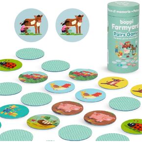 boppi Pairs Memory Game/Matching Game for Toddlers - Engaging Educational/Montessori Memory Matching Game for Kids Age 3 and Up - Farmyard