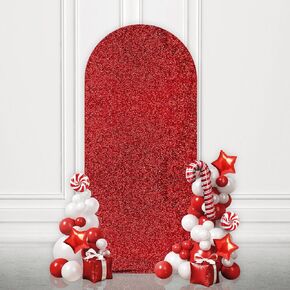 6ft Shiny Valentine's Day Red Wedding Arch Cover Spandex Arch Backdrop Covers 2-Sided Metallic Sparkly Arch Wall Backdrop Cover Birthday Engagement Graduation Prom Baby Shower Let's Party Decor