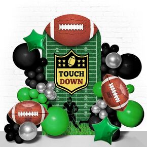 American Football Arch Cover 7.2FT Double-Sided Spandex Fitted Birthday Party Arch Stand Covers Round Top Football Sports Field Arch Backdrop Cover for Birthday Baby Shower Sports Party Decor