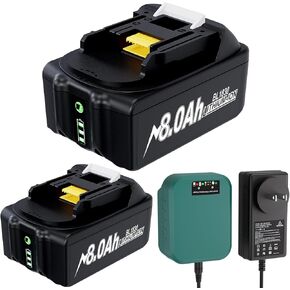18V Battery Replacement for Makita Battery and Charger Upgraded 8.0Ah BL1860 BL1850 BL1840 BL1830 BL1820 BL1815B LXT400 Cordless Power Tools 2Pack
