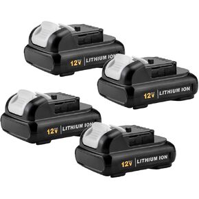 4Pack 12V 4.0 Ah DCB120 Battery Replacement for Dewalt 12V Max Battery DCB124 DCB121 DCB123 DCB127 DCB122 Compatible with Dewalt 12V Tools, White