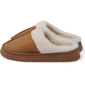 Women's Slippers Warm Fluffy House Shoes with Non-Slip Sole Cozy Soft Plush Slippers for Indoor and Outdoor (Chestnut, US Footwear Size System, Adult, Women, 7)