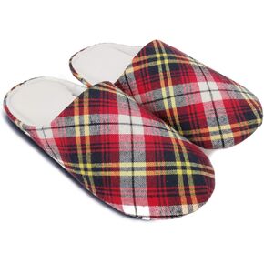 Of -ooot Mens & Womens Cotton Memory Foam Foam Slippers Bedroom Gloom on Shoes Tartan plaid Retro Style Anti Skid Rubber Extole in Kuwait
