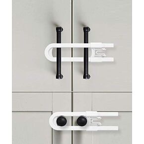 Sliding Cabinet Locks for Child Safety | Baby Proof Your Kitchen, Bathroom, and Storage Doors | Childproof Safety Locks for Knobs and Handles | Easy Install (4 Pack, White)
