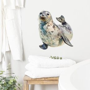 Lifelike Seal Wildlife Wall Decal Nursery Animal Wall Sticker Removable Peel and Stick Wall Art Decor for Kid Baby Classroom Preschool Living Room Playroom Bedroom School