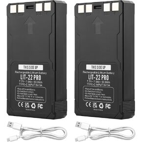 2-Pack LIT-22 Pro Rechargeable Battery Replacement for SPYPOINT LIT-22 Pro Rechargeable Lithium Battery Compatible with Trail Camera Flex-M, Flex G-36, Flex-PLUS, FLEX-S(Including 2 Charging Cables)