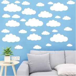 JEPELUS Clouds Wall Decals for Nursery Removable DIY Large Sticker Self Adhesive Wallpaper for Living Room Children Baby Kids Boys Girls Bedroom Home Decor Art Mural Dec