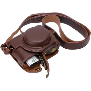 for Sony rx100 case,for Sony rx100 vi case,dsc-rx100 Mark ii,dsc-rx100 iii,dsc-rx100 iv,dsc-rx100 v RX100 vii m6 5a m3 Protective Leather Camera Case Bag with Camera Shoulder Strap (coffee)