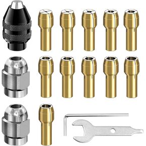 16pcs chuck collet set ، 1/32 " - 1/8" استبدال 4486 ملحق أداة chuck rotary chuck chuck مع استبدال 4485 النحاس كوليت الجوز السري
