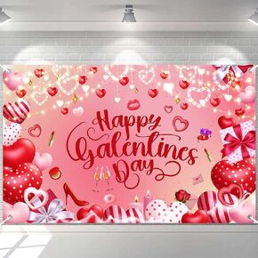 Ticuenicoa Romantic Happy Galentine's Day Banner - 70.8x43.3 Inches Backdrop for Party Decorations and Photography for Girls Ladies Valentines Day Galentines Theme Party Decor Supplies