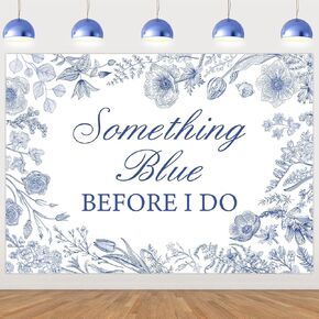 Something Blue Before I Do Bridal Shower Backdrop 7*5ft Something Blue Bridal Shower Decorations Floral Something Blue Before I Do Banner for Bachelorette Engagement Wedding Party Supplies