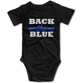 Pengshiliu Back The Blue Police Officer Infant Climbing Short Sleeve Onesie,Black,0-6 Months
