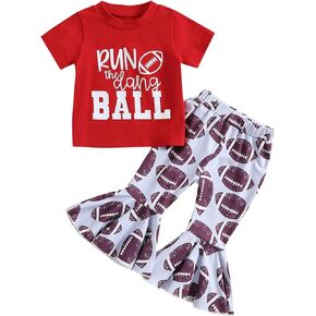 Ledy Champwiin Toddler Girl Floral Bell-bottom Outfits Tops and Flared Pants Baby Girl Clothes Set