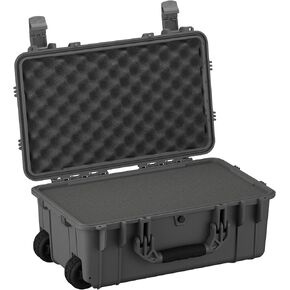 Condition 1 22" Large Rolling Lockable Hard Storage Case with Foam, Model 300, Waterproof Protective Box for Camera, Tactical, Scientific Gear, Made in USA, 21.84"x13.82"x9", Gun Metal Gray