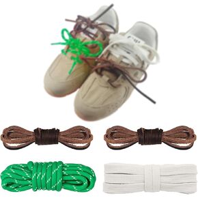 Mixed Color Round Shoe Laces for Miu Miu Fashion Sneaker, Flat Leather Shoelaces Replacement Laces kit