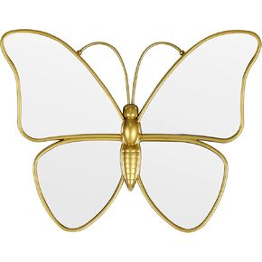 Decorative Butterfly Wall Mirror with Gold Plastic Frame (12.2 x 9.8 inch)