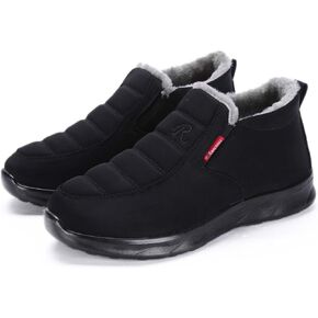 Snow Boots for Men Women: Water-resistant Winter Shoes Lightweight Warm Fur Lined Winter Boots - Slip On Casual Shoes Anti-Slip Sneakers Unisex Outdoor Comfort Ankle Boots Black Blue Coffee