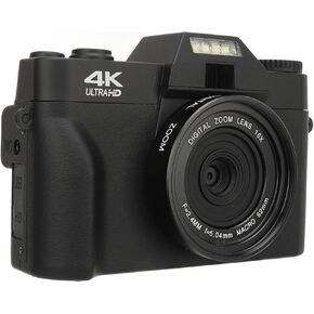 4K Digital Camera, 48MP Vlogging Camera with 3 inch 180° HD Flippable Screen, 16X Digital Zoom, Anti Shock Autofocus Travel Video Camera for Beginners