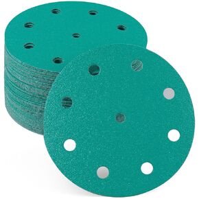 S SATC 5 Inch 9 Holes Sanding Discs 100 Grit Sand Paper 50 Pack Hook and Loop Adhesive for Sandpaper Aluminum Oxide Random Orbital Sanding Discs