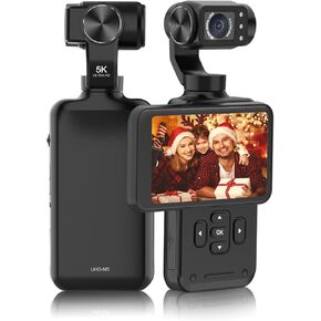 Zunate 5K Handheld Pocket Camcorder, 48MP 3.5in Rotatable IPS Screen Vlogging Camera, 120 Wide Angle Small Vlog Camera, YouTube Portable Pocket Camera for Vlogging Travel