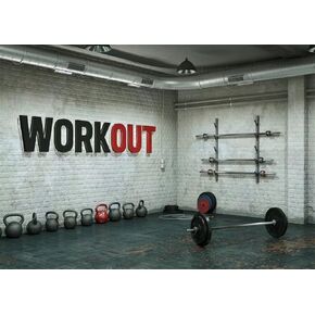 BELECO 7x5FT Fabric Gym Backdrop Workout Gym Backdrop Weightlifing Equipment Basement Pipe Brick Wall Background Fitness Exercise Photo Props Gym Poster Adult Artistic Portrait Studio Background