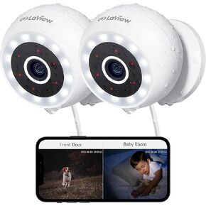 LaView 5MP 3K Security Cameras Outdoor Indoor Wired,IP65, Starlight Sensor & 100 Ft Night Vision,Motion/Person Detection,2-Way Audio/Spotlight,US Cloud,iOS & Android & Web Access