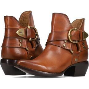Frye Sacha Multi Strap Bootie - Women's Leather & Suede Boots, Chunky Block Heel, Vintage Style, Interior Zipper, 6" Shaft