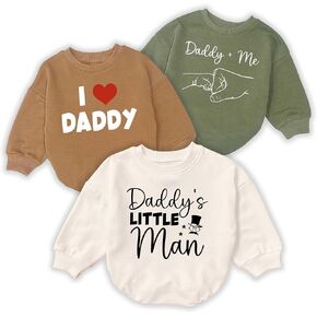3Pcs Baby Girl and Boy Baby Bodysuit, Daddy's Little Man - I Love Daddy Baby Romper
