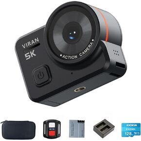 VIRAN V10 5K 4K60FPS WiFi Anti-Shake Action Camera Go with Remote Control Screen Waterproof Sport Camera pro Drive Recorder (128G)