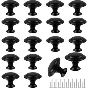 Romeda 18 Pieces Drawer Knobs, 30mm Black Cabinet Knobs, Drawer Pulls and Knobs, Dresser Knobs, Kitchen Knobs, Dresser Drawer Knobs, Knobs for Cabinets with Screw