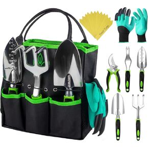 GROWIT Heavy Duty Gardening Tools - 22-Piece Gardening Gifts for Women, Mom, Men - Durable, Ergonomic Garden Tool Set